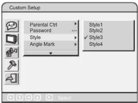 Custom Setup Parental Ctrl Password Style Angle Mark Style1 Style2 Style3 Style4 Select