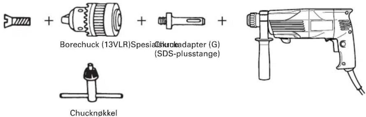 Borechuck (13VLR) Spesia Chucknøkkel Chucknøkkel Chunkadapter (G) (SDS-plusstange)