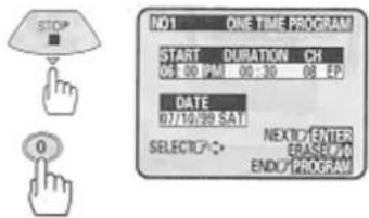 NO1 ONE TIME PROGRAM START DURATION CH 00:00 PM 00:30 08 FP DATE 01/09/2021 SELECT/OPEN → NEXT ENTER ERASS/OPEN ENDO/PROGRAM
