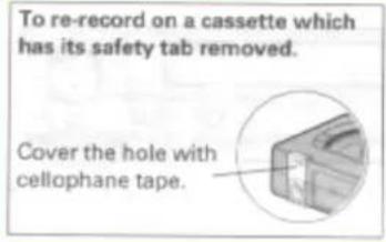 To re-record on a cassette which has its safety tab removed. Cover the hole with cellophane tape.