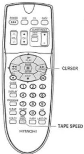 POWER HCR TV CATV ALUPE MODE OFF ON CURSOR STOCK GUIDE 1 2 3 DISPLAY 4 5 6 PROGRAM 7 8 9 CLEAR 0 HOLT CORN ROLL TAX RATE TAPE SPEED HITACHI