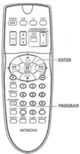 POWER VCM TV GATY START MODE ENTER ENTER PROGRAM HITACHI