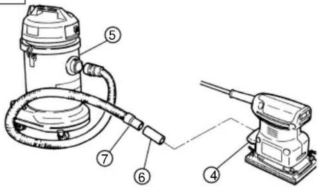 Technical diagram showing labeled components of a cleaning or dust removal device with numbered parts