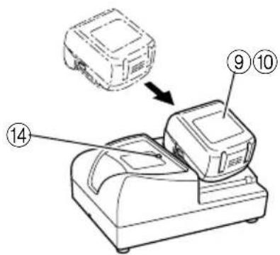 Diagram of a device with numbered parts, showing a device labeled ⑨ and ⑩ pointing to its top component.