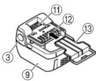 Technical diagram of a mechanical component with numbered parts for identification
