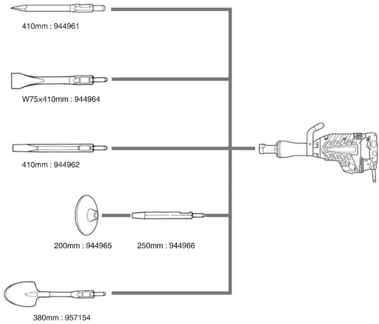 410mm : 944961 W75×410mm : 944964 410mm : 944962 200mm : 944965 250mm : 944966 380mm : 957154