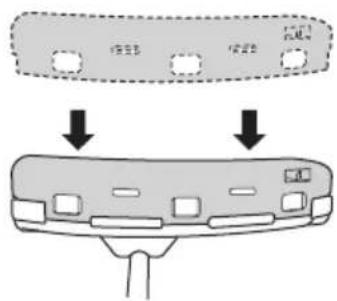 Diagram showing a device panel with labeled ports and directional arrows indicating movement or assembly.