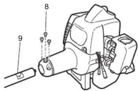 Technical diagram of a mechanical device with numbered parts labeled 8 and 9