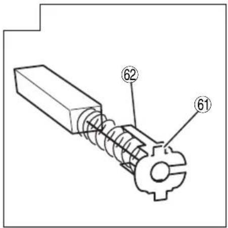Technical diagram of a mechanical assembly with labeled parts 61 and 62