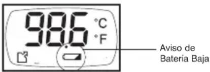 98.6 °C °F Aviso de Batería Baja