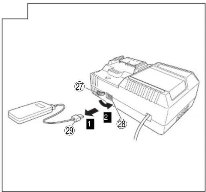 Diagram of an electronic device with labeled components and connection points