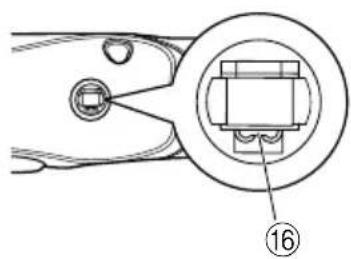 Technical diagram of a pliers with labeled component 16