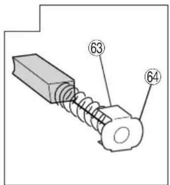 Technical diagram of a mechanical component with numbered parts labeled 63 and 64