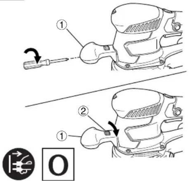 Technical diagram showing two-step tool installation steps with numbered components and a circular icon labeled 'O'.