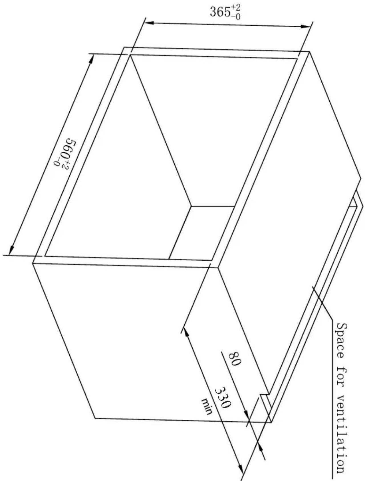 365⁺²₋₀ 560⁺²₋₀ 80 330 min Space for ventilation
