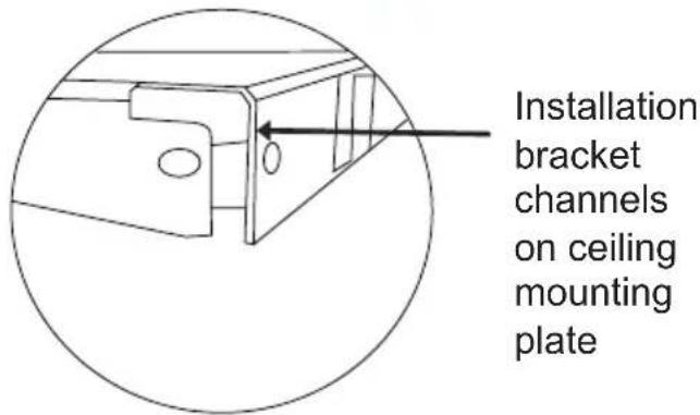 Installation bracket channels on ceiling mounting plate