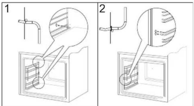 Technical diagram showing two mechanical assembly steps with labeled components and cross-sectional views