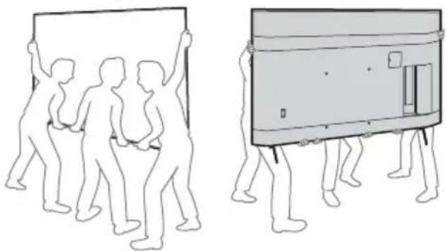 Two line drawings of human figures carrying a large rectangular object, no text or symbols present