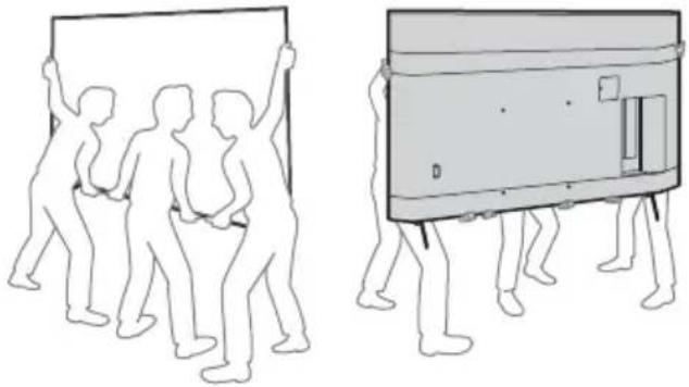 Two line drawings of human figures carrying a large rectangular object, no text or symbols present.