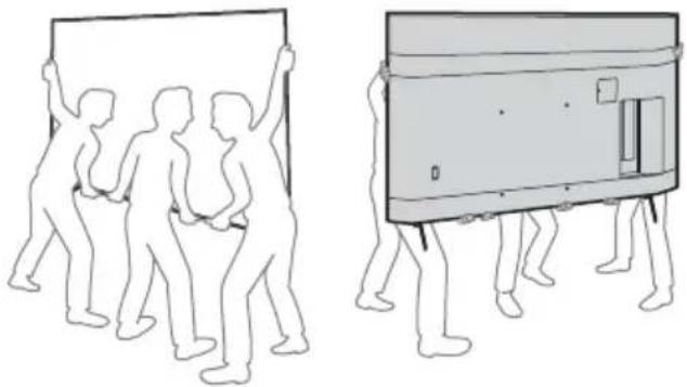 Two line drawings of human figures carrying a large rectangular object, no text or symbols present
