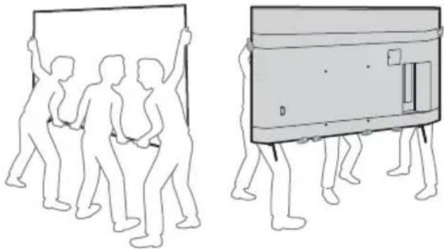 Two line drawings of human figures carrying a large rectangular object, no text or symbols present.