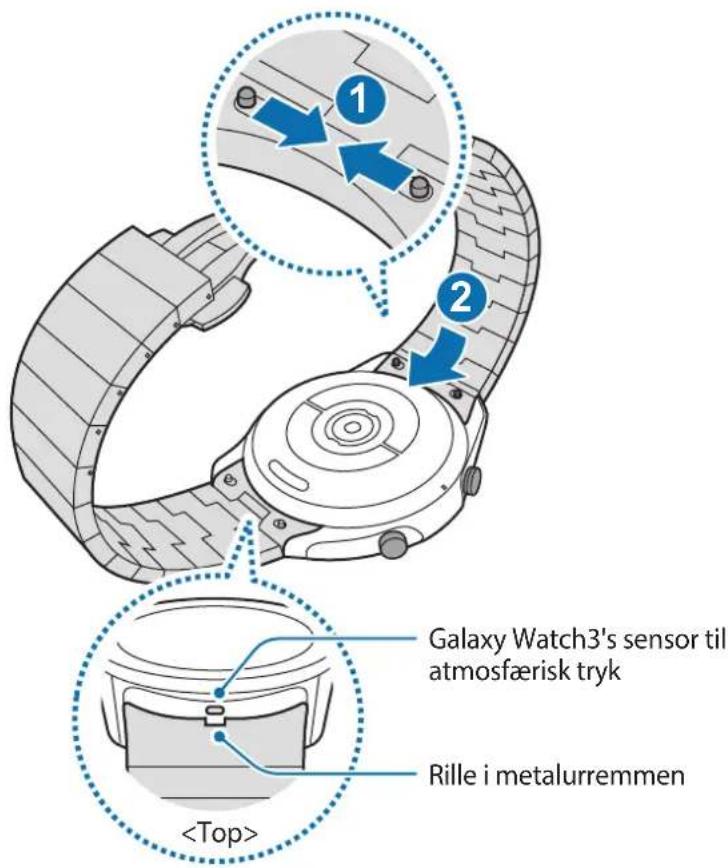 Galaxy Watch3's sensor til atmosfærisk tryk Rille i metalurremmen