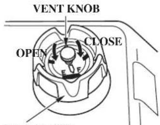 VENT KNOB CLOSE OPEN E F FILTER CAP