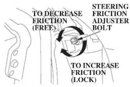 TO DECREASE FRICTION (FREE) STEERING FRICTION ADJUSTER BOLT TO INCREASE FRICTION (LOCK)