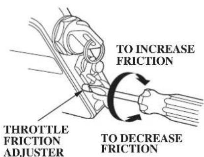 TO INCREASE FRICTION THROTTLE FRICTION ADJUSTER TO DECREASE FRICTION