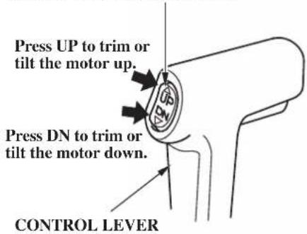 Press UP to trim or tilt the motor up. Press DN to trim or tilt the motor down. CONTROL LEVER