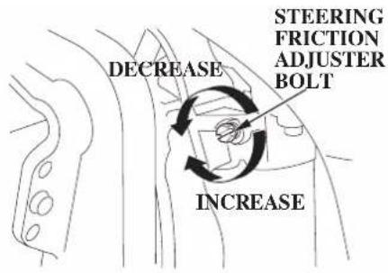 DECREASE STEERING FRICTION ADJUSTER BOLT INCREASE