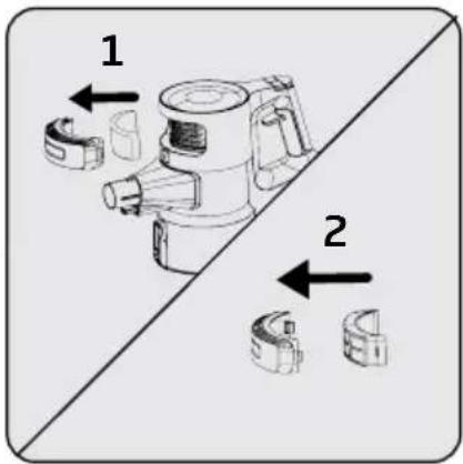 Diagram showing two mechanical components with numbered arrows indicating assembly or alignment, likely illustrating a mechanical or electrical component.