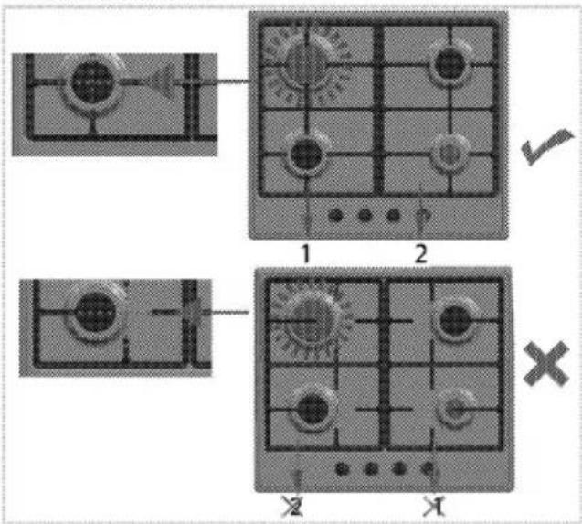 Game diagram showing two tactical positions with check and cross indicators, labeled 1 and 2, and a checkmark and cross symbol.