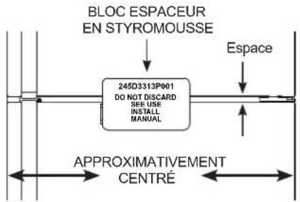 BLOC ESPACEUR EN STYROMOUSSE 245D3313P001 DO NOT DISCARD SEE USE INSTALL MANUAL Espace APPROXIMATIVEMENT CENTRÉ