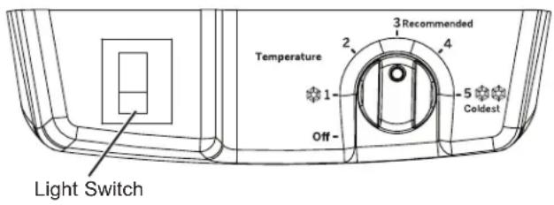 Light Switch Temperature 2 3 Recommended 4 1 5 Coldest Off-