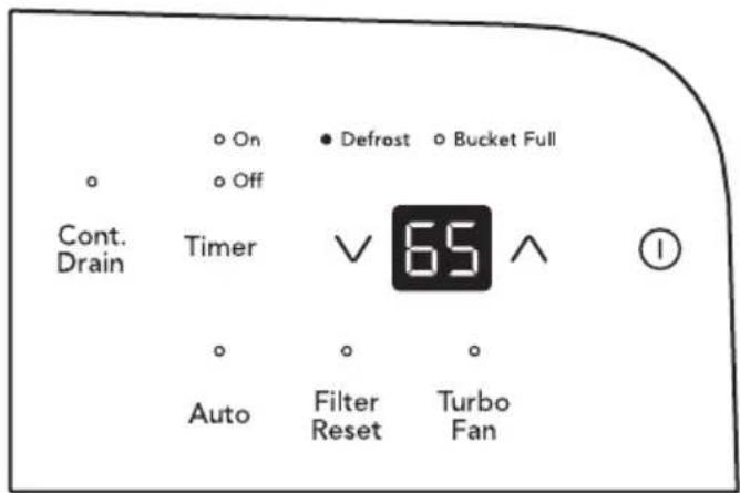 On Off Cont. Drain Timer Auto Defrost Bucket Full 65 Turbo Fan