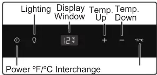 Lighting Display Temp. Temp. Window Up Down 12°F + - °C Power °F/°C Interchange