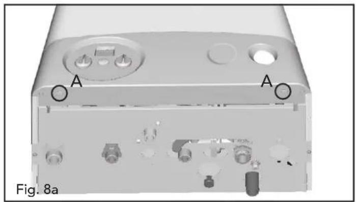 Interior view of a device casing with labeled ports and components (no readable text or symbols)