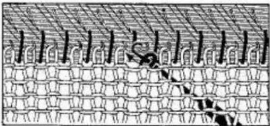Empisal Knitmaster 326 - REPAIRING A LADDER OF DROPPED STITCHES - 4