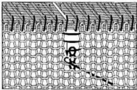 Empisal Knitmaster 326 - REPAIRING A LADDER OF DROPPED STITCHES - 1