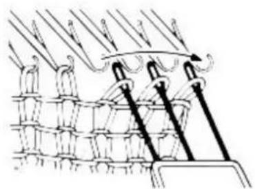 Empisal Knitmaster 305 - VCREASING 1 STITCH FULLY FASHIONED WITH THE TRIPLE TRANSFER TOOL - 4