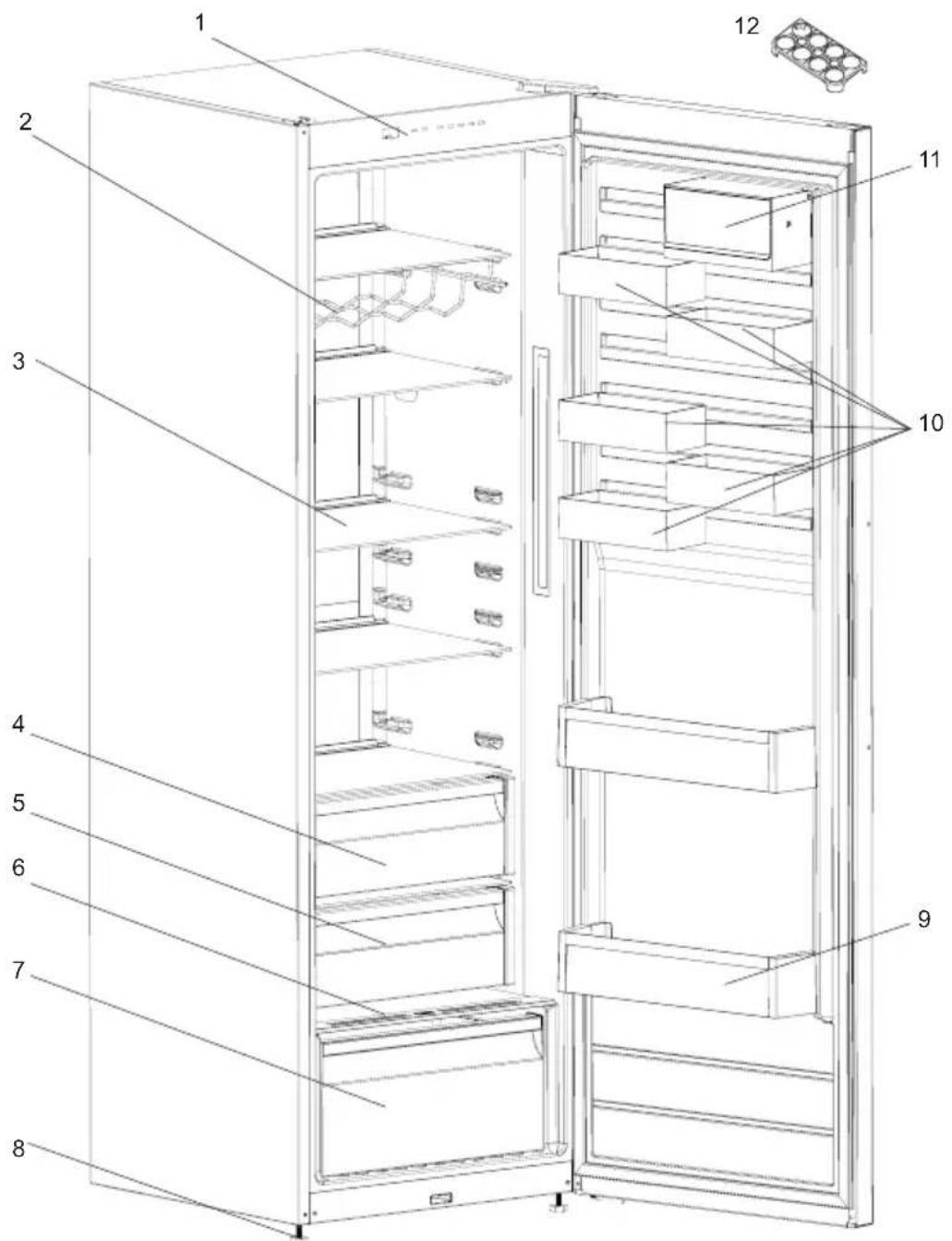 ELECTROLUX LRC5ME38W2 - KAPITEL - 7. DELE AF APPARATET OG RUMMENE - 1