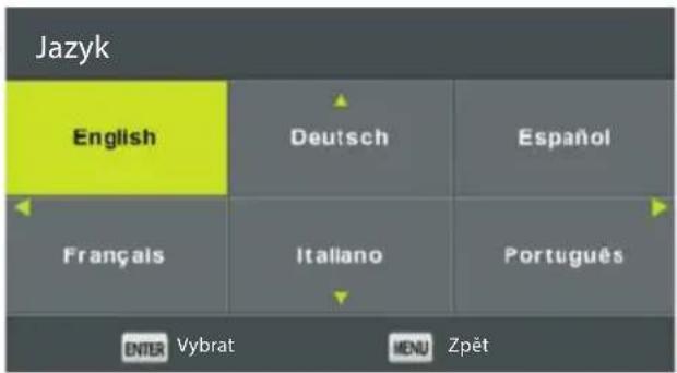 Jazyk English Deutsch Español Français Italiano Português ENTER Vybrat MENU Zpët