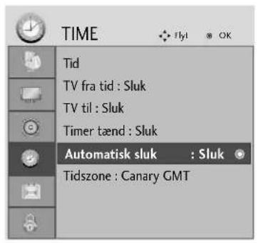 TIME Tid TV fra tid : Sluk TV til : Sluk Timer tænd : Sluk Automatisk sluk : Sluk Tidszone : Canary GMT