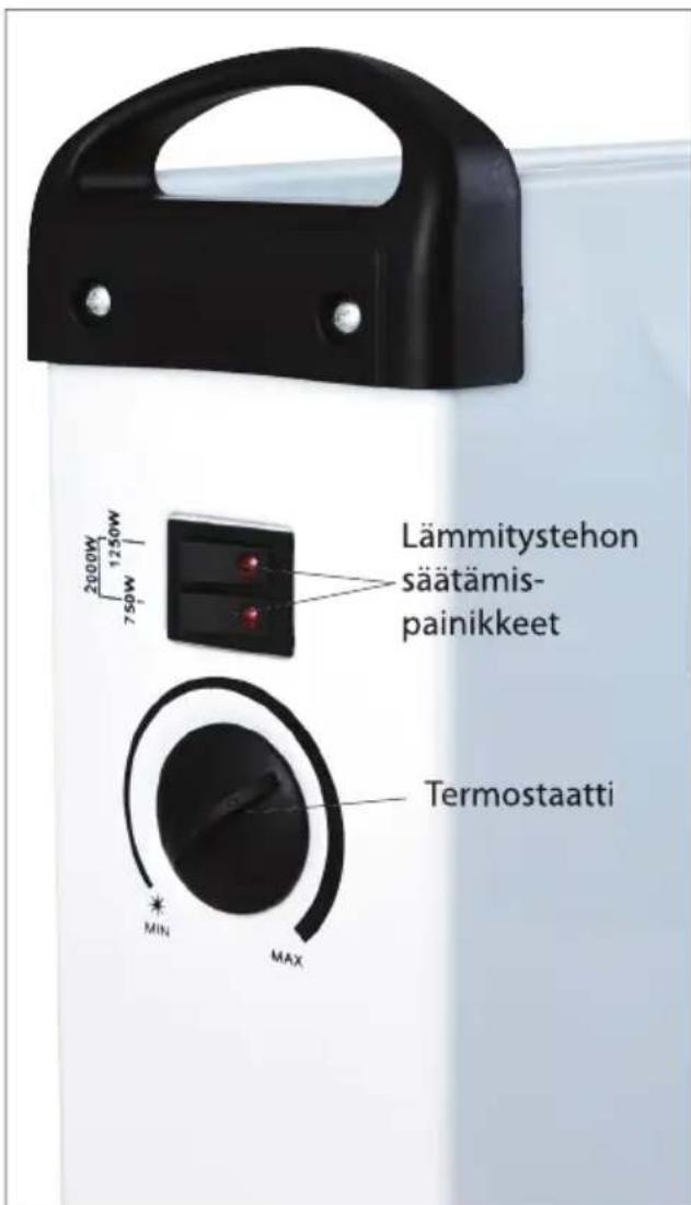 Lämmitystehon säätmis- painikkeet Termostaatti MIN MAX