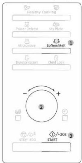 SAMSUNG MS28F303TFK - Brug af funktionerne i Blødgør/smelt - 1