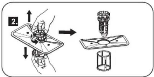 Diagram illustrating a mechanical assembly process with labeled steps and component illustrations