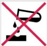 Prohibition sign with crossed-out red 'X' and black silhouette of a bucket with liquid, indicating no prohibition or rejection.