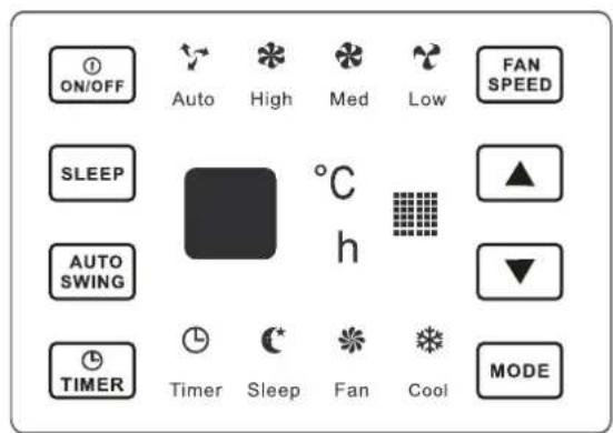 ON/OFF Auto High Med Low FAN SPEED SLEEP °C h AUTO SWING TIME Timer Sleep Fan Cool MODE