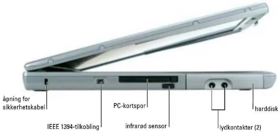 åpning for sikkerhetskabel IEEE 1394-tilkobling PC-kortspor infrarød sensor hydkontakter (2) harddisk
